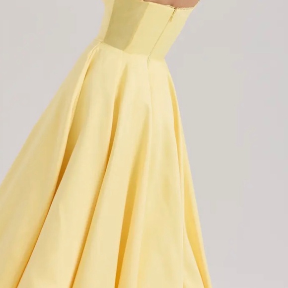 House of CB Mademoiselle Yellow Satin Tulle Midi Dress size M NWT - Picture 4 of 7